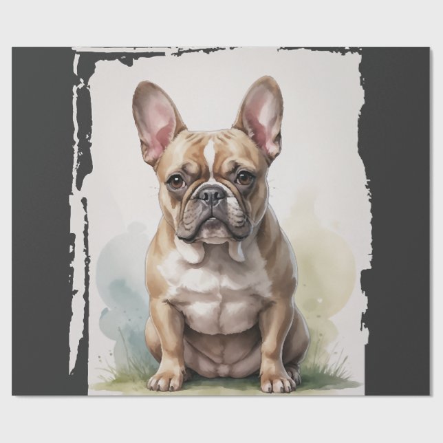 Papier Cadeau Portrait de Bouledogue Français (Plat)