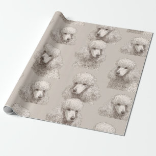 Papier Cadeau Portrait de Caniche Blanc Classique