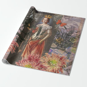 Papier Cadeau Portrait de femme Vierge Antique Coloré Riche