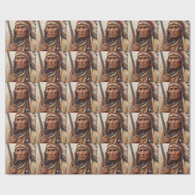 Papier Cadeau Portrait de Geronimo, chef de guerre indien (Plat)