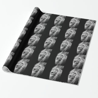 Papier Cadeau Portrait de Lion noir blanc - Photographie d'anima