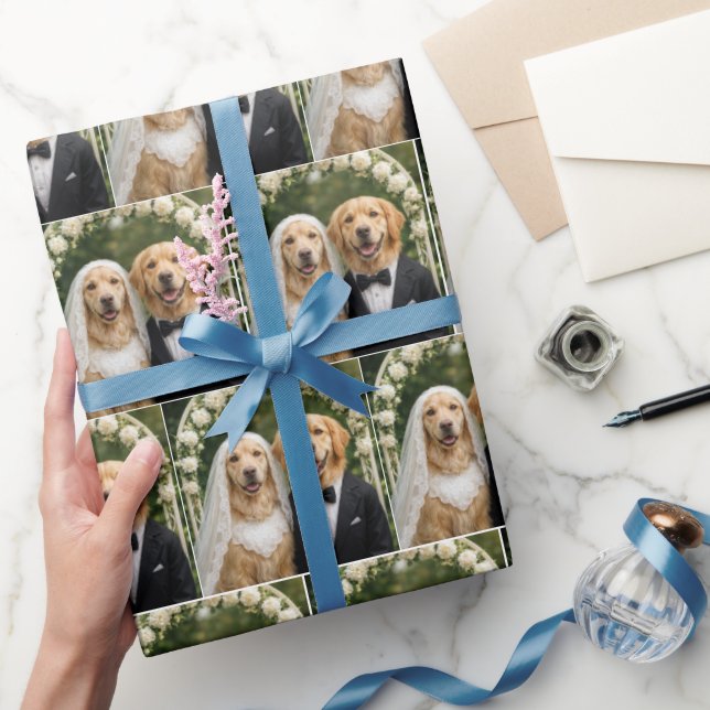 Papier Cadeau Portrait de mariés Golden Retriever (Cadeaux)