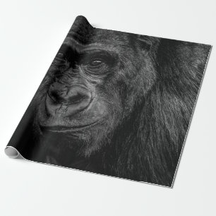 PAPIER CADEAU PORTRAIT DE MONKEY SUR BW