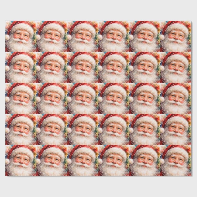 Papier Cadeau Portrait de Père Noël de Noël joyeux  (Plat)