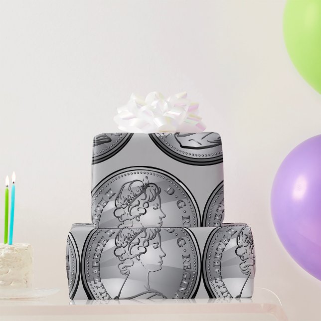 Papier Cadeau Portrait de Reine sur Pièce d'Argent (Créateur téléchargé)