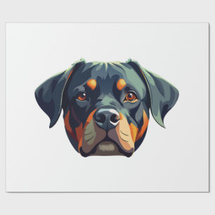 Papier Cadeau Portrait de Rottweiler Moderne � Chien de Style Ve