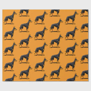 Papier Cadeau Portraits d'un chien Doberman tête vue de face