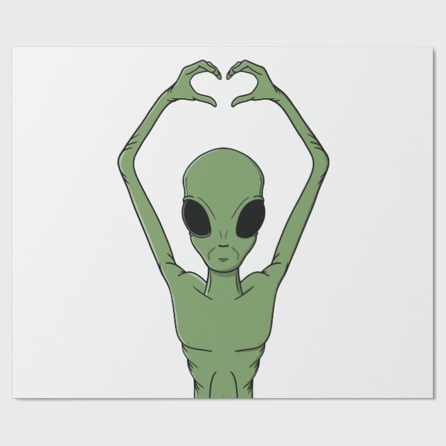 Papier Cadeau Pose du cœur extraterrestre (Plat)