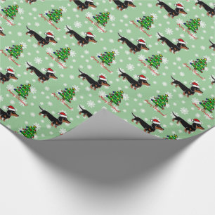 Papier Cadeau Pose noire et bronzage de Noël de teckel