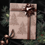 Papier Cadeau Posh Tree Pattern | Glam Rose Gold Blush Christmas<br><div class="desc">Tis the season to celebrate! Glamorous faux metallic copper and stunning rose gold patterned palette from the holiday party, hosting, and gifting accessories collection. This fun festive design features a whimsical sparkly Christmas trees with a frisky paint splatter enhanced with faux metallic glitter along with a matching low profile solid...</div>