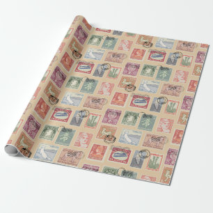 Papier Cadeau Postal Stamps