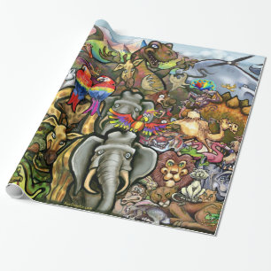 Papier Cadeau Poster d'Animaux Grande et Petite Muraille
