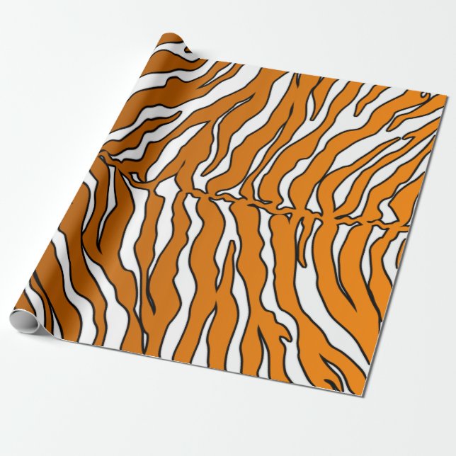 Papier Cadeau Poster de animal De Tiges Blanches Et Oranges (Déroulé)