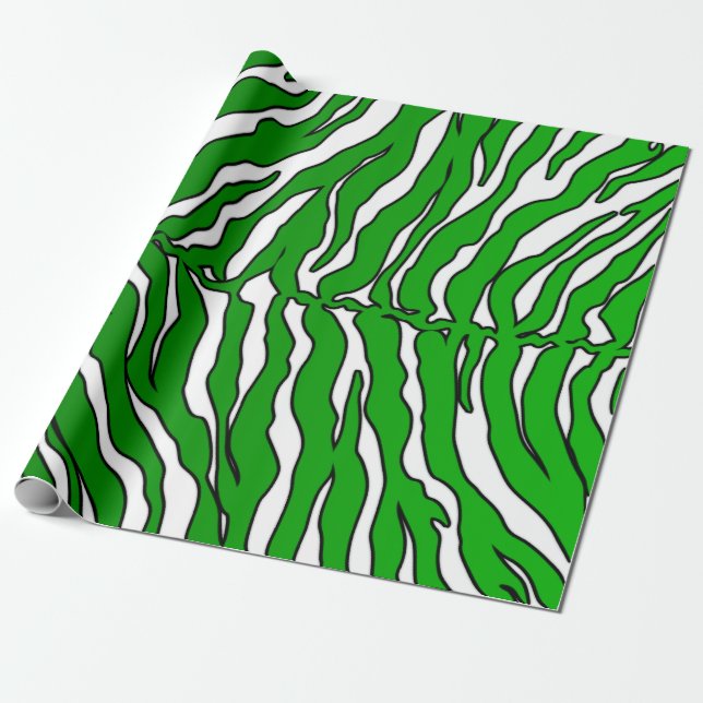 Papier Cadeau Poster de animal De Tigre Blanc Et Vert (Déroulé)