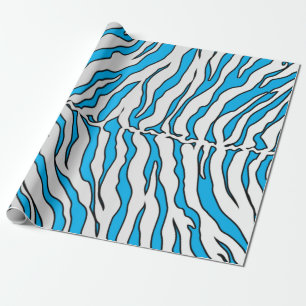 Papier Cadeau Poster de animal De Tigre Turquoise Et Blanc