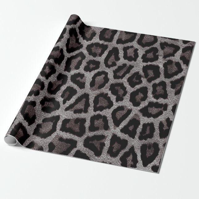 Papier Cadeau Poster de animal Léopard noir Brown gris (Déroulé)