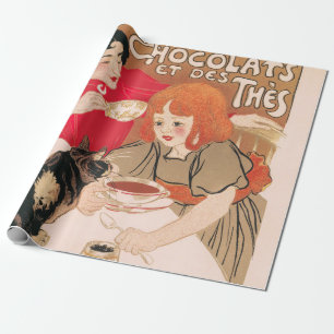 Papier Cadeau Poster français Chocolats et Thés Vintage Steinl