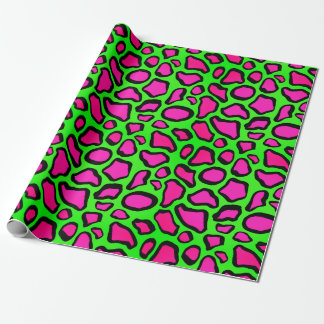 Papier Cadeau Posters de animaux Safari Neon - Vert & Rose
