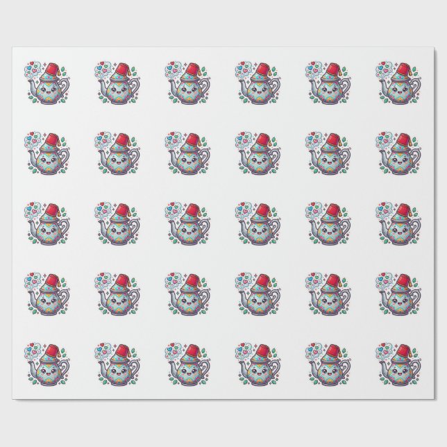 Papier Cadeau Pot à thé Kawaii Moroccan Mint Sticker (Plat)