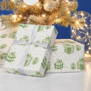Papier Cadeau Pot Vert Et Blanc & Cadeaux Plaid, Point