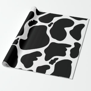 Papier Cadeau Pots de vache noir simple Animal