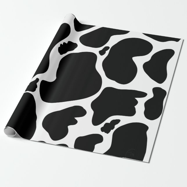Papier Cadeau Pots de vache noir simple Animal (Déroulé)