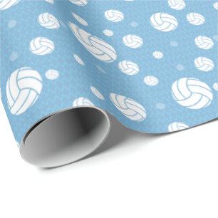 Papier Cadeau Poudre Bleu Volleyball Chevron Motif