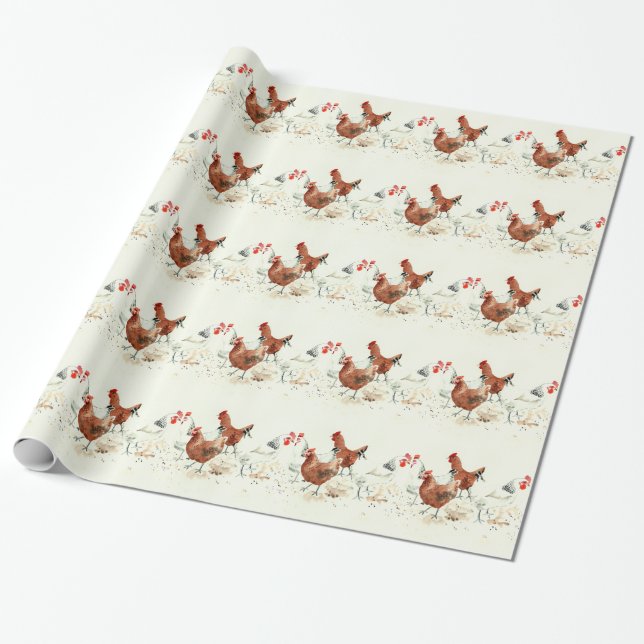 Papier Cadeau Poules (Déroulé)