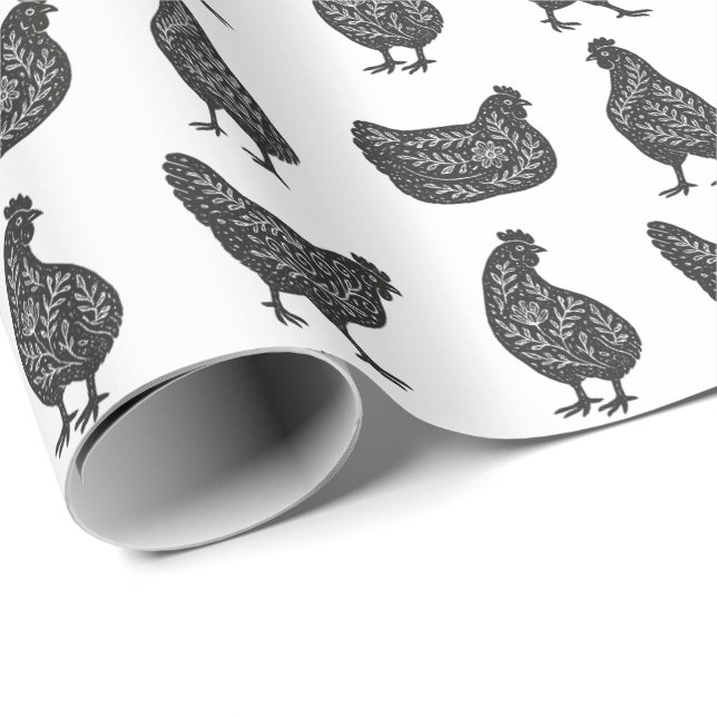 Papier Cadeau Poules (Coin rond)