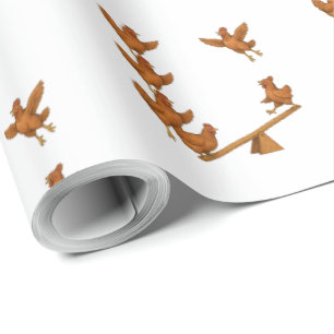 Papier Cadeau Poules guillerettes escadron d'acrobates