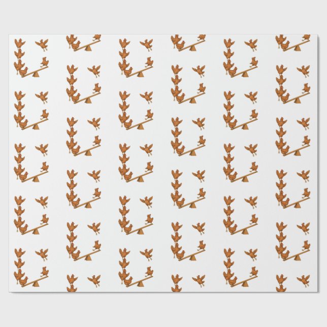 Papier Cadeau Poules guillerettes escadron d'acrobates (Plat)