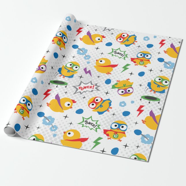 Papier Cadeau Poulet de superhéros (Déroulé)