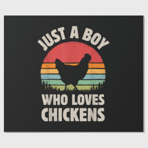 Papier Cadeau Poulet Juste Un Garçon Qui Aime Rétro Animal De Fe