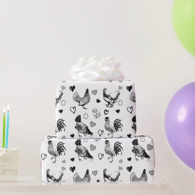 Papier Cadeau Poulet mignon Croqueté Anniversaire (Cadeaux de fête)