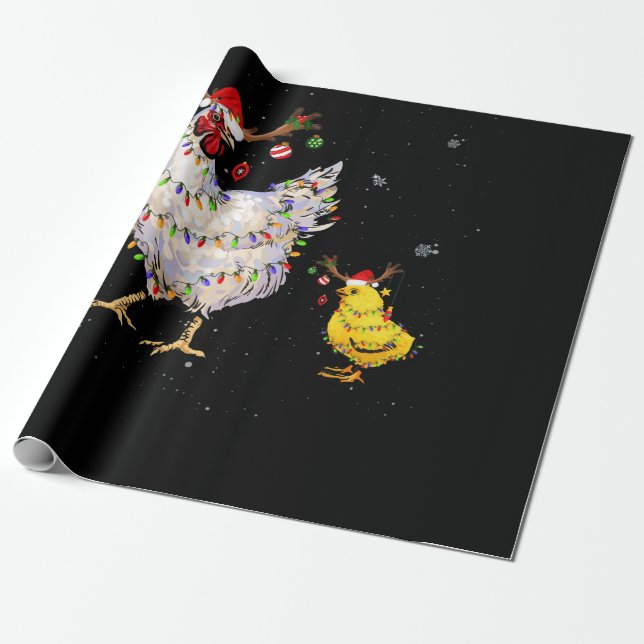 Papier Cadeau Poulet Noël Teinder Reindeer lumières de Noël (Déroulé)