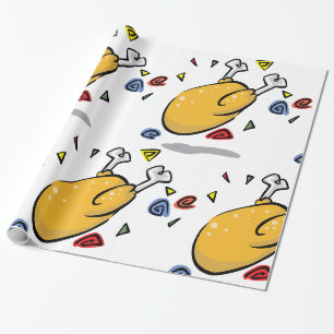 Papier Cadeau Poulet rôti de dessin animé drôle qui tombe
