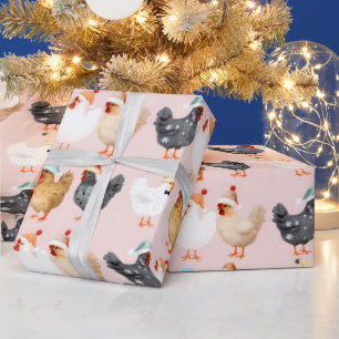 Papier Cadeau Poulets de Noël