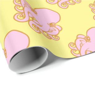 Papier Cadeau Poulpe rose et orange