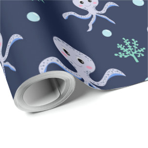 Papier Cadeau Poulpe sous le motif pour enfants de la mer