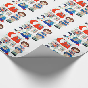 Papier Cadeau Poupée en papier d'art vintage. Poupée coupée e