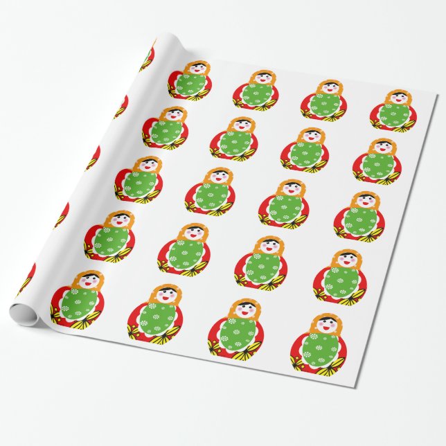 Papier Cadeau poupée nichée russe mignonne (Déroulé)