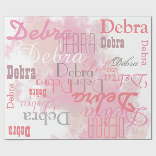 Papier Cadeau poupée rose personnalisée motif de noms