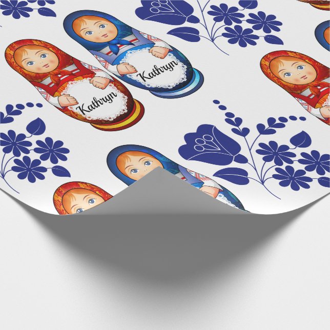 Papier Cadeau Poupées russes matryoshka personnalisées (Coin)
