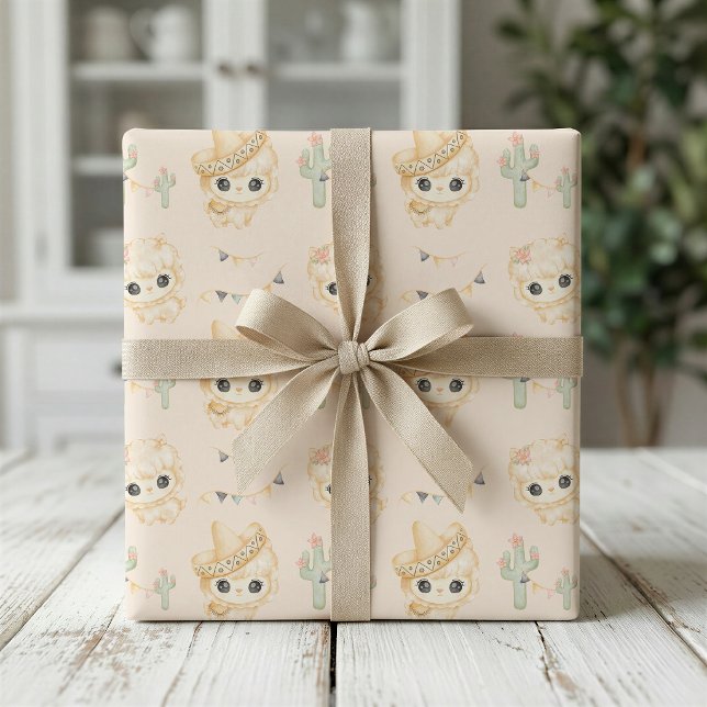 Papier cadeau pour Baby Shower Cactus et Lama  (Créateur téléchargé)