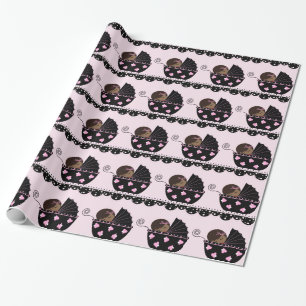 Papier cadeau pour Baby Shower Fille Ethnique