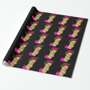Papier cadeau pour Baby Shower Fille Princesse Ros