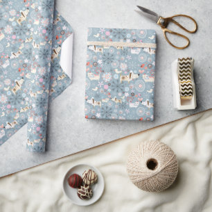 Papier cadeau pour chien mignet - Bleu - Anniversa
