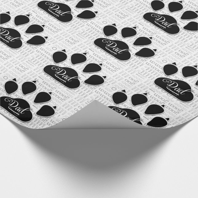 Papier Cadeau pour DAD Black Dog Paw sur Woof Arrière - plan (Coin)