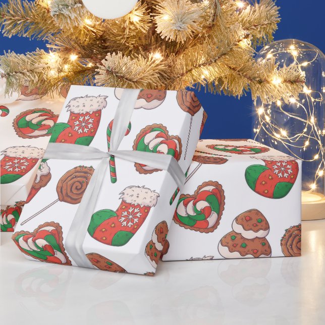 Papier cadeau pour desserts de Noël et chaussettes (Vacances)