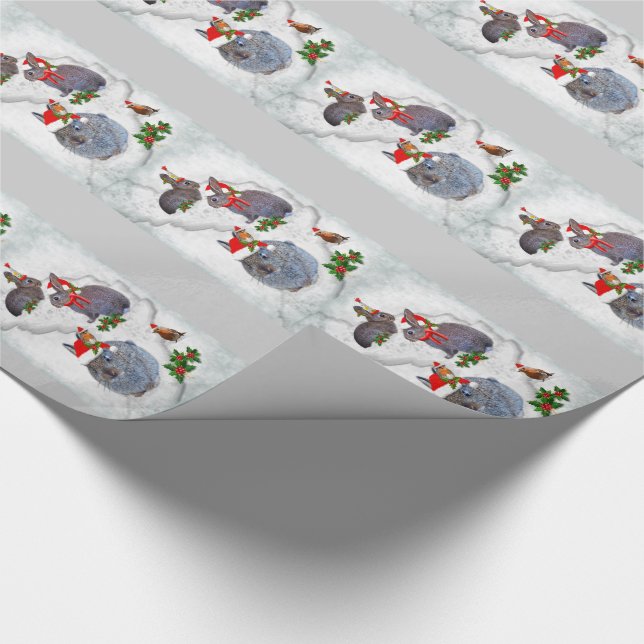Papier cadeau pour la fête de Noël des lapins (Coin)